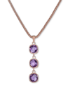 MACY'S AMETHYST TRIPLE DROP PENDANT NECKLACE (2-3/8 CT. T.W.) IN 14K ROSE GOLD-PLATED STERLING SILVER, 18" 