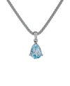 Macy's Sky Blue Topaz Pear Pendant Necklace (2-1/2 Ct. T.w.) In Sterling Silver, 17" + 1-1/5" Extender In Blue