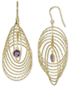 Macy's Garnet Bezel Spiral Drop Earrings (2 Ct. T.w.) In 14k Gold-plated Sterling Silver (also In Amethyst) In Purple