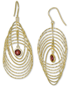 Macy's Garnet Bezel Spiral Drop Earrings (2 Ct. T.w.) In 14k Gold-plated Sterling Silver (also In Amethyst) In Red