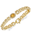 Macy's Citrine (1-1/5 Ct. T.w.) & White Topaz Accent Panther Link Bracelet In 14k Gold-plated Sterling Silv In Orange