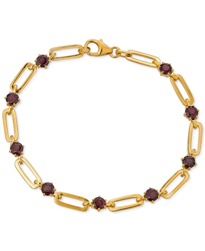 Macy's Garnet Paperclip Link Bracelet (4 Ct. T.w.) In 14k Gold-plated Sterling Silver (also In Citrine, Ame In Red