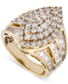 Macy's Diamond Round & Baguette Navette Cluster Ring (3 Ct. T.w.) In 14k Gold