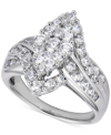 Macy's Diamond Cluster Ring (2 Ct. T.w.) In 14k White Gold In Gold