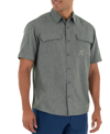 Guy Harvey Men's Short Sleeve Heathered Fishing Shirt In Gray