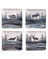 Certified International Set Of 4 Fluidity Lodge Dessert Plates In Tan/beige
