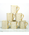 Certified International Gold Plated Mosaic Mugs Set Of 6 In White