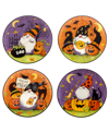 Certified International Halloween Gnomes Set Of 4 Dessert Plate In Purple