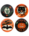 Certified International Scaredy Cat Set Of 4 Canape Plates In Multi