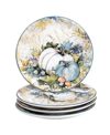 Certified International Harvest Gatherings 4 Piece Dessert Plate In Blue