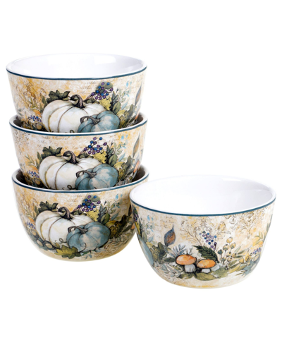 Certified International Harvest Gatherings Set Of 4 Ice Cream Bowl In Blue