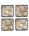 Certified International Harvest Gatherings Set Of 4 Canape Plates In Blue