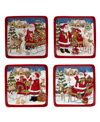 Certified International Santa's Workshop 4 Piece Canape Plate Set In Multi