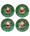 Certified International Holiday Magic Santa Set Of 4 Dessert Plates In Multi