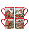 Certified International Homestead Christmas Set Of 4 Mugs In Multi