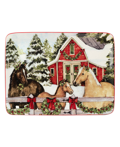 Certified International Homestead Christmas Rectangular Platter Large In Multi