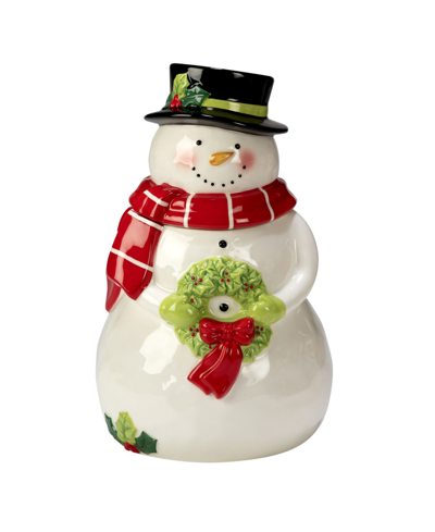 Certified International Holiday Magic Snowman 3d Cookie Jar In White