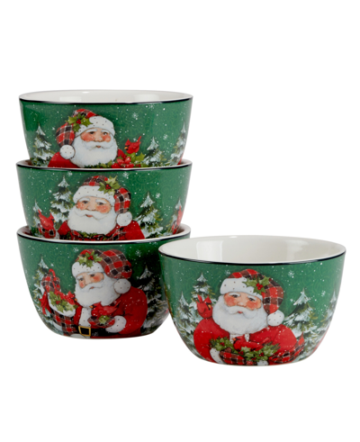 Certified International Christmas Lodge Santa Set Of 4 Ice Cream Bowls In Multi