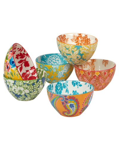 Certified International Damask Floral Set Of 6 All Purpose Bowl In Multicolor
