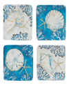 Certified International Playa Shells Set Of 4 Canape Plates In Multi