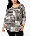 JM COLLECTION PLUS SIZE PRINTED TOP, CREATED FOR MACY'S