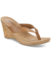 Style & Co Chicklet Wedge Thong Sandals, Created For Macy's Women's Shoes In Brown
