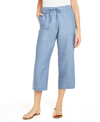 Charter Club Petite 100% Linen Drawstring Pants, Created For Macy's In Blue