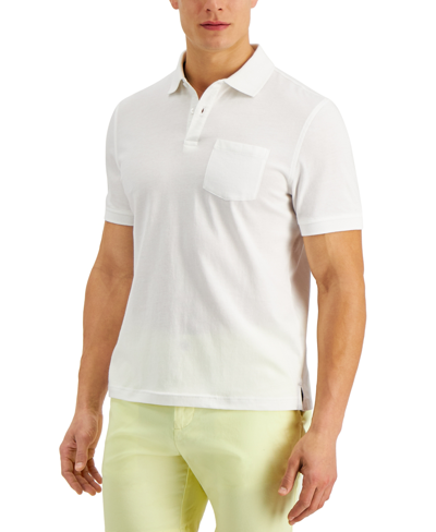 Club Room Men's Solid Jersey Polo With Pocket, Created For Macy's In Bright White