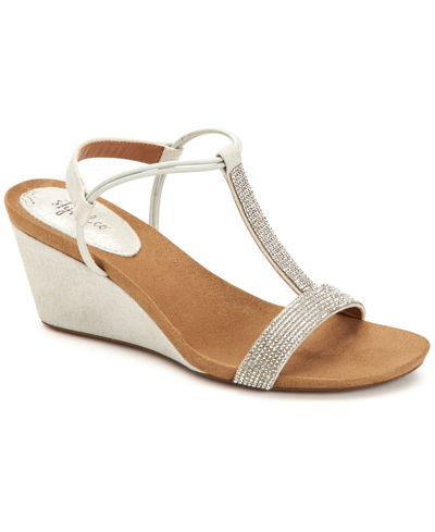 Style & Co Mulan Embellished Wedge Sandals, Created Macy's Women's Shoes In Powder