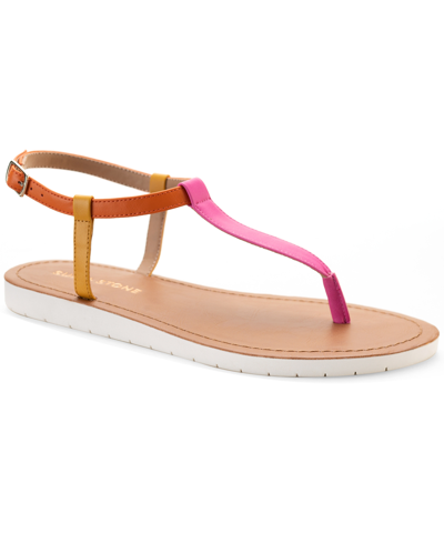 Sun + Stone Kristi T-strap Flat Sandals, Created For Macy's Women's Shoes In Pink