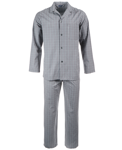 Club Room Men's Triple Window Check Pajama Set, Created For Macy's In Grey