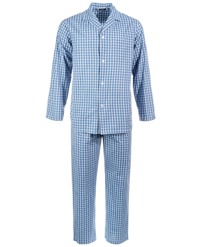 Club Room Men's Small Window Plaid Pajama Set, Created For Macy's In Blue White