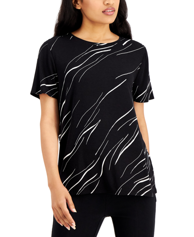 Alfani Women's Short-sleeve Crewneck T-shirt, Created For Macy's In Black