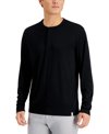 Alfani Men's Alfatech Solid Henley, Created For Macy's In Black