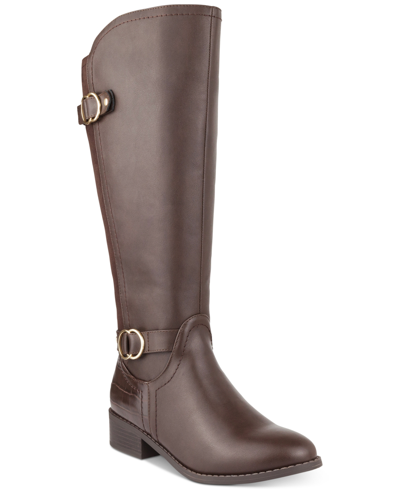 Karen Scott Leandraa Extra Wide-calf Riding Boots, Created For Macy's Women's Shoes In Brown
