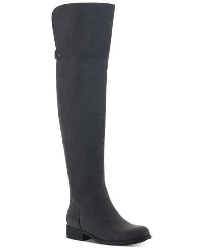 Sun + Stone Allicce Wide-calf Over-the-knee Boots, Created For Macy's Women's Shoes In Gray