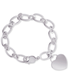 Macy's Diamond Heart Charm Bracelet (1/10 Ct. T.w.) In Sterling Silver Or 14k Gold-plated Sterling Silver In Silver