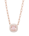 Macy's Simulated Morganite Cubic Zirconia Paperclip 18" Rose Gold Plate Necklace In Gold