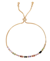MACY'S CUBIC ZIRCONIA MULTI-COLOR ADJUSTABLE BOLO ROSE GOLD PLATE BRACELET