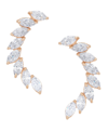 Macy's Cubic Zirconia Curved Post Rose Gold Plate Earrings In Gold