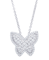 MACY'S CUBIC ZIRCONIA BUTTERFLY NECKLACE IN FINE ROSE GOLD PLATE OR FINE SILVER PLATE