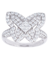 Macy's Cubic Zirconia Butterfly Ring In Fine Rose Gold Plate Or Fine Silver Plate In Silver
