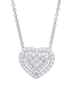 Macy's Cubic Zirconia Heart Necklace In Fine Rose Gold Plate Or Fine Silver Plate In Silver