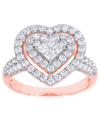 Macy's Cubic Zirconia Heart Halo Ring In Fine Rose Gold Plate Or Fine Silver Plate In Pink