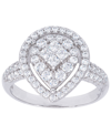 Macy's Cubic Zirconia Pear Halo Ring In Fine Gold Plate Or Fine Silver Plate In Silver