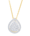 Macy's Cubic Zirconia Pear Necklace In Fine Gold Plate Or Fine Silver Plate In Gold