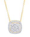 Macy's Cubic Zirconia Cushion Necklace In Fine Gold Plate Or Fine Silver Plate In Gold