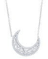 Macy's Cubic Zirconia Moon Necklace In Fine Silver Plate In Silver