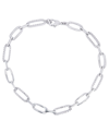 Macy's Diamond Accent Paperclip Link Bracelet In Fine Gold Plate Or Fine Silver Plate In Silver