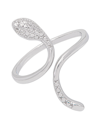 Macy's Diamond Accent Snake Ring In Fine Silver Plate In Silver